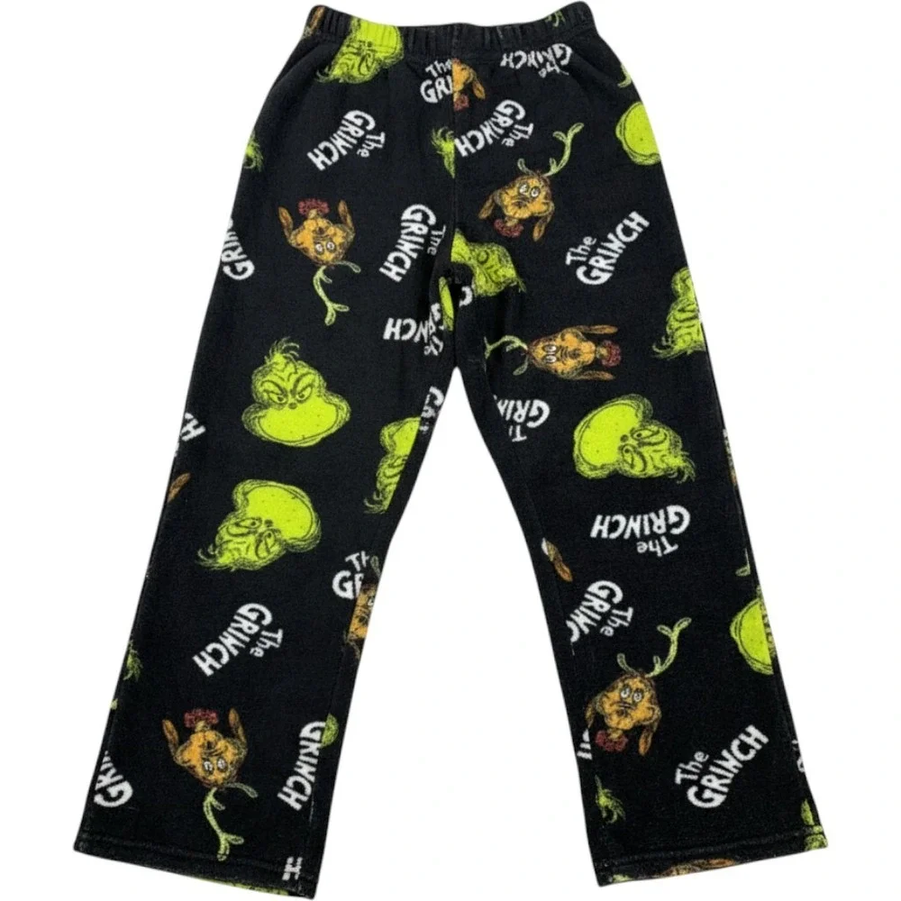 Dr. Seuss The Grinch Fleece Pajama Pants Black Green Max Dog Mens Small 2023